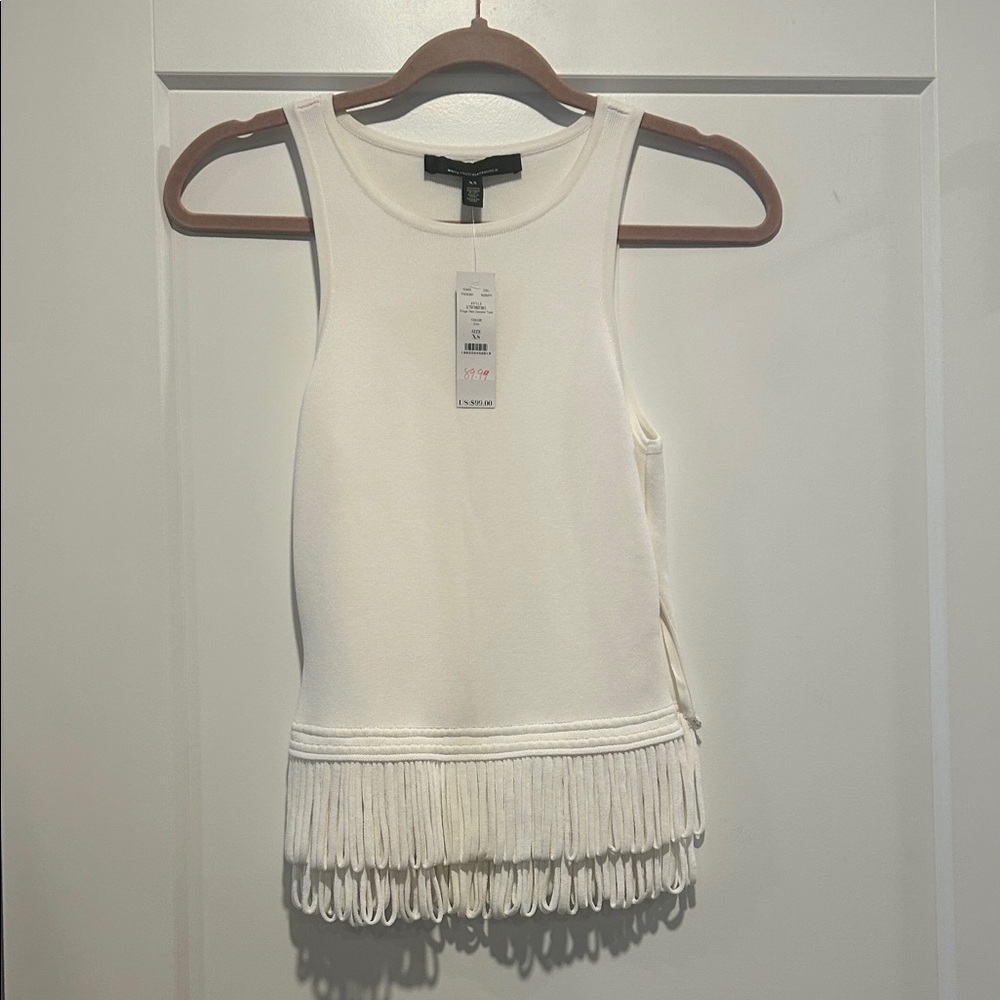 White House Black Market Ivory Fringe Tank Top